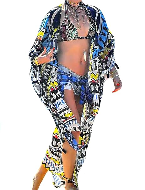 Bestyou Womens Chiffon Long Kimono Jacket Cardigan Beach Maxi Dress Bikini Swimsuit Cover Up Swimwear