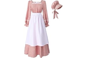 LTAKK Colonial Dress Women Prairie Pioneer Dresses Floral Pilgrim Costume Civil War Dress