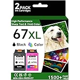 67XL Ink Cartridges Replacements for HP 67 Ink Cartridges Black Color Combo Pack Compatible with Deskjet 2855e 4255e 2700 275