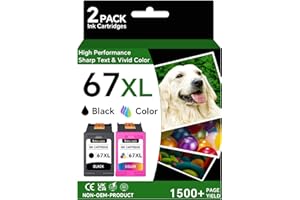 67XL Ink Cartridges Replacements for HP 67 Ink Cartridges Black Color Combo Pack Compatible with Deskjet 2855e 4255e 2700 275