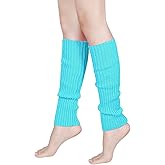 80's Women Knit Leg Warmers Crochet Ribbed Leg Socks for Party Accessories