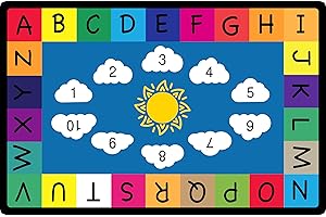 Genki - Kids Rugs for Playroom - ABC Learning Area Rug for Play Room, Classroom, Kindergarten, and Preschool - Kid Alphabet Educational Carpet for Childrens and Toddler Mat - Non Slip | 4'x6'