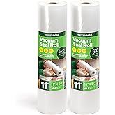 11" x 50' Vacuum Seal Bags Rolls (2 Pack), Vacuum Seal Bags for Food Saver, Freezer, Microwave, and Boil Safe Vacuum Sealer Bags Rolls