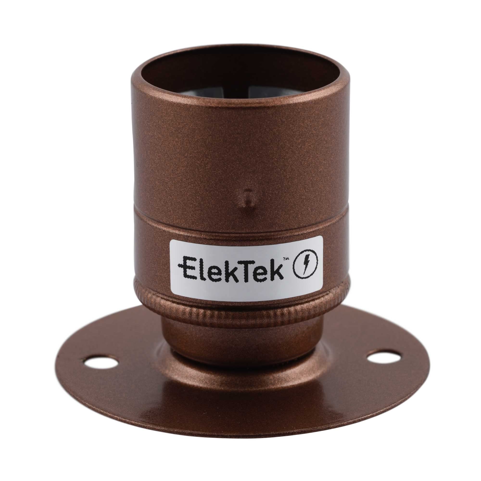 ElekTek ES E27 Batten Lamp Bulb Holder with Plain Skirt Ideal for Vintage Filament Bulbs Fusion Bronze