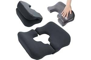 HOMBYS Memory Foam Bed Sore Cushions for Butt,Bedsore Pressure Relief Pillow for Sleeping and Sitting,Cushion for Bed Sores on Buttocks, T Shaped Opening Tailbone Pillow, Patent Pending(Dark Grey)