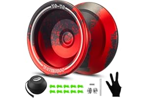 WATIEOBOO yoyo Responsive Yoyos for Beginners, yoyo Professional Unresponsive Metal yo yo for Advanced Players with Bearing Accessories+Removal Tool-Black+ Red
