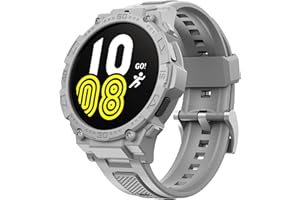 GELISHI Compatible Galaxy Watch 5/4 44mm Band with Case, Rugged Protective Case Protector Military Sport Band, Grey