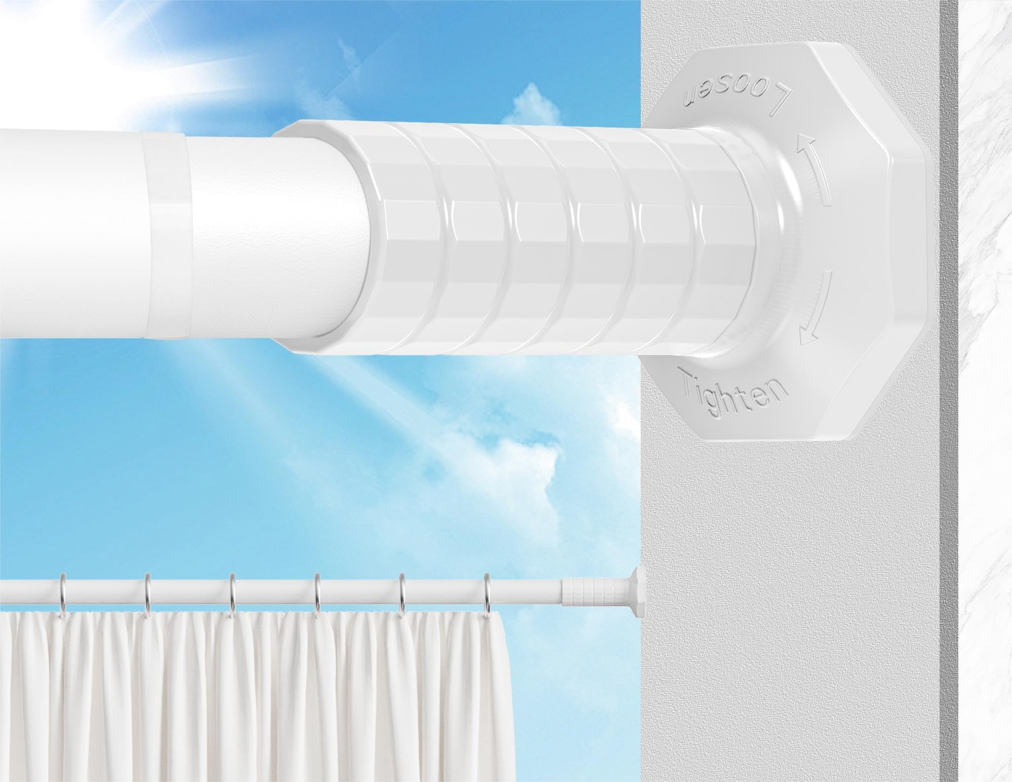 Photo 1 of ***MISSING PARTS***
ZYKORT Tension Curtain Rod 51-168 In (4-14Ft), Extra Long Curtain Rod No Drilling for Window, Outdoor Curtain Rods for Patio, Shower Curtain Rod for Bathroom, Heavy Duty Tension Rod, Never Rust, White