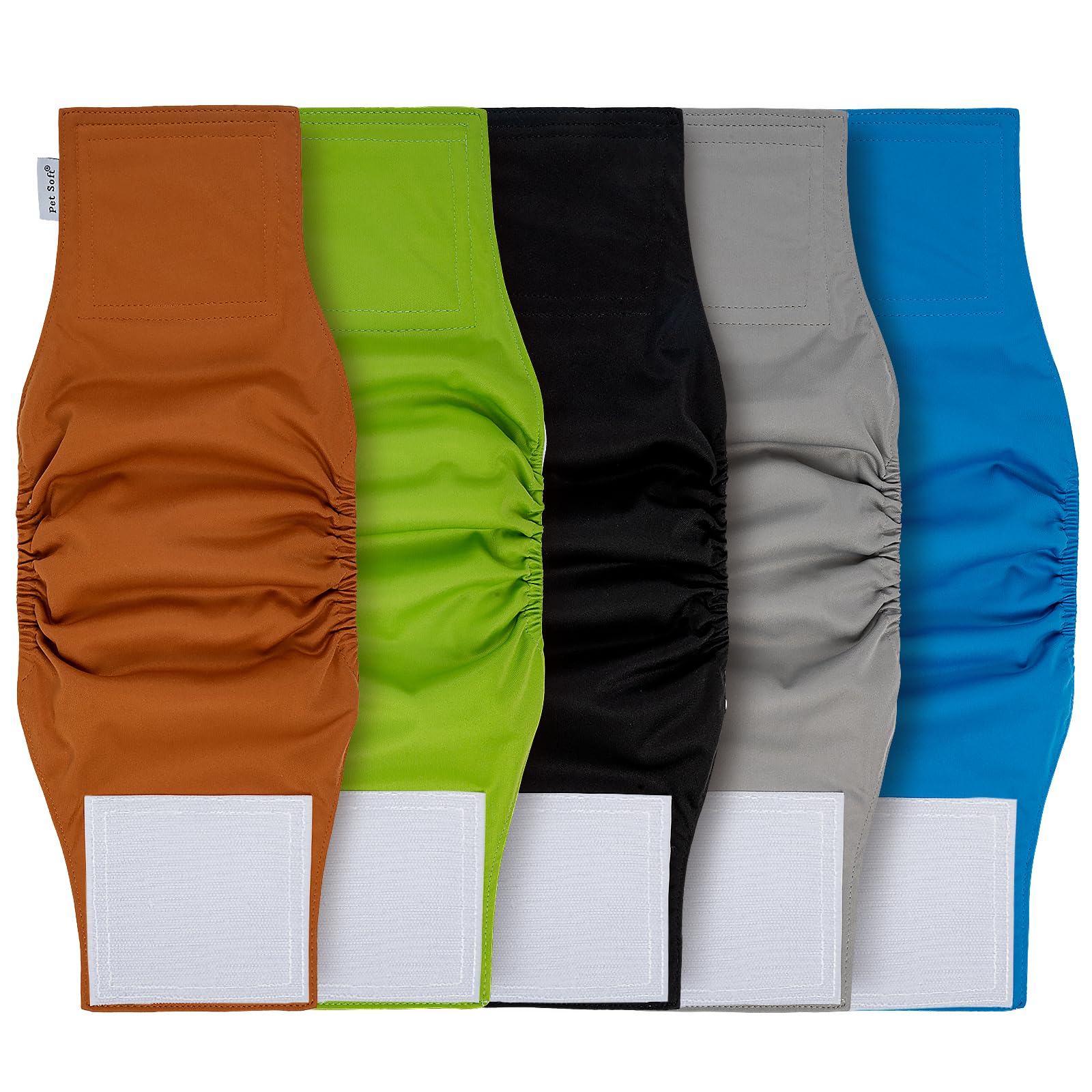Photo 1 of Pet Soft Dog Diapers Male Reusable, 5 Pack Belly Bands for Male Dogs, High Absorbing Washable Male Dog Warps for Doggie Puppy in Incontinence Excitable Training(Classic, M)