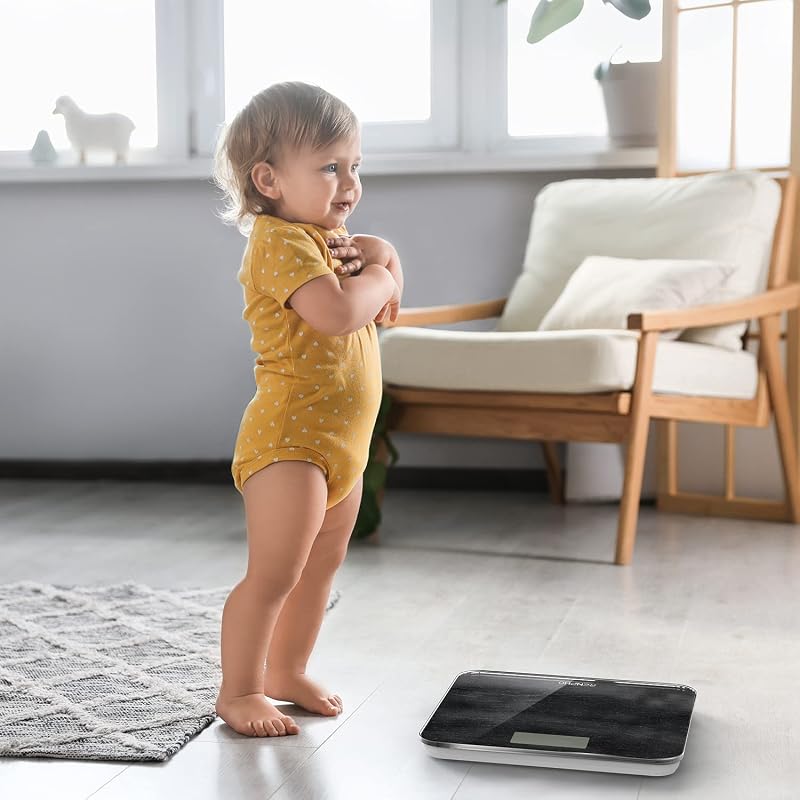 Balança de banheiro renpho com sensores de alta precisão, balança digital para pessoas com tecnologia step-on, balança de vidro de segurança, mármore