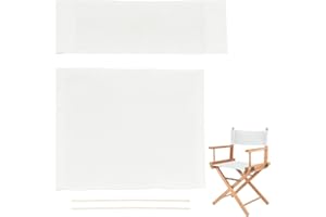 AHANDMAKER 1 Set Chair Replacement Canvas, White Casual Directors Chair Cover Kit Replacement Canvas Seat and Back with Wood Stick Easy to Clean for Director Makeup Chair, 18.7x14.96 inch