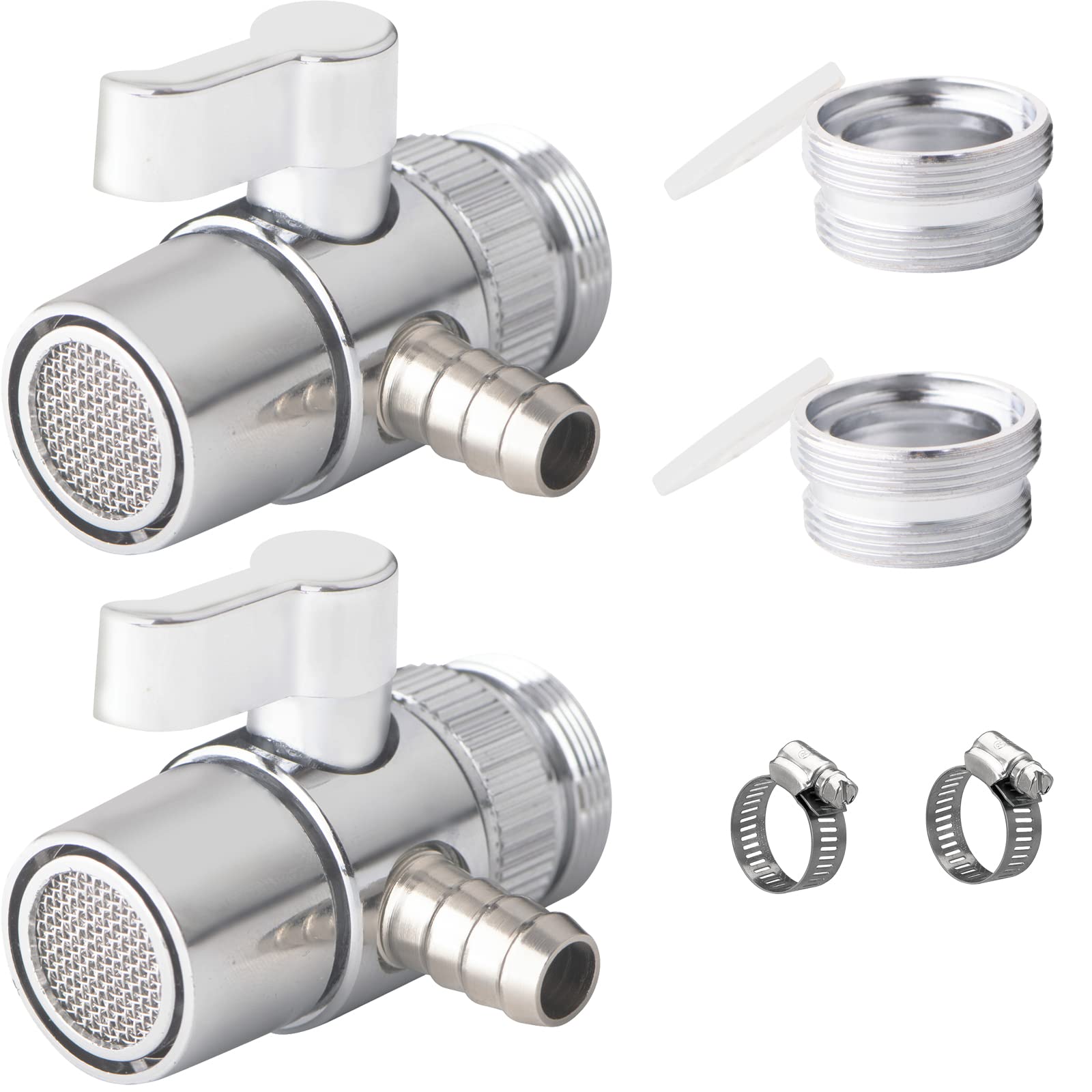 Photo 1 of 2 Pack Faucet Diverter Valve with Aerator for Countertop Water Filter,Faucet Adapter to 5/16"(8mm) barb outlet,Faucet Splitter for Water Diversion (2, 5/16"(8mm) barb)