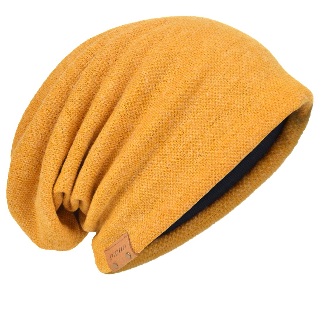 HISSHE Oversized Men Knit Beanie Hat Baggy Slouchy Double-Layer Skull Cap B011s (Solid-Ginger)