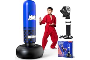 JCLEAL Inflatable Kids Punching Bag,Freestanding Boxing Bag with Gloves & Pump Kickboxing Training Set,Toddler Punching Dummy Toys Christmas Birthday Gifts for 3-5-8-12 Ages Boys Girls Karate MMA