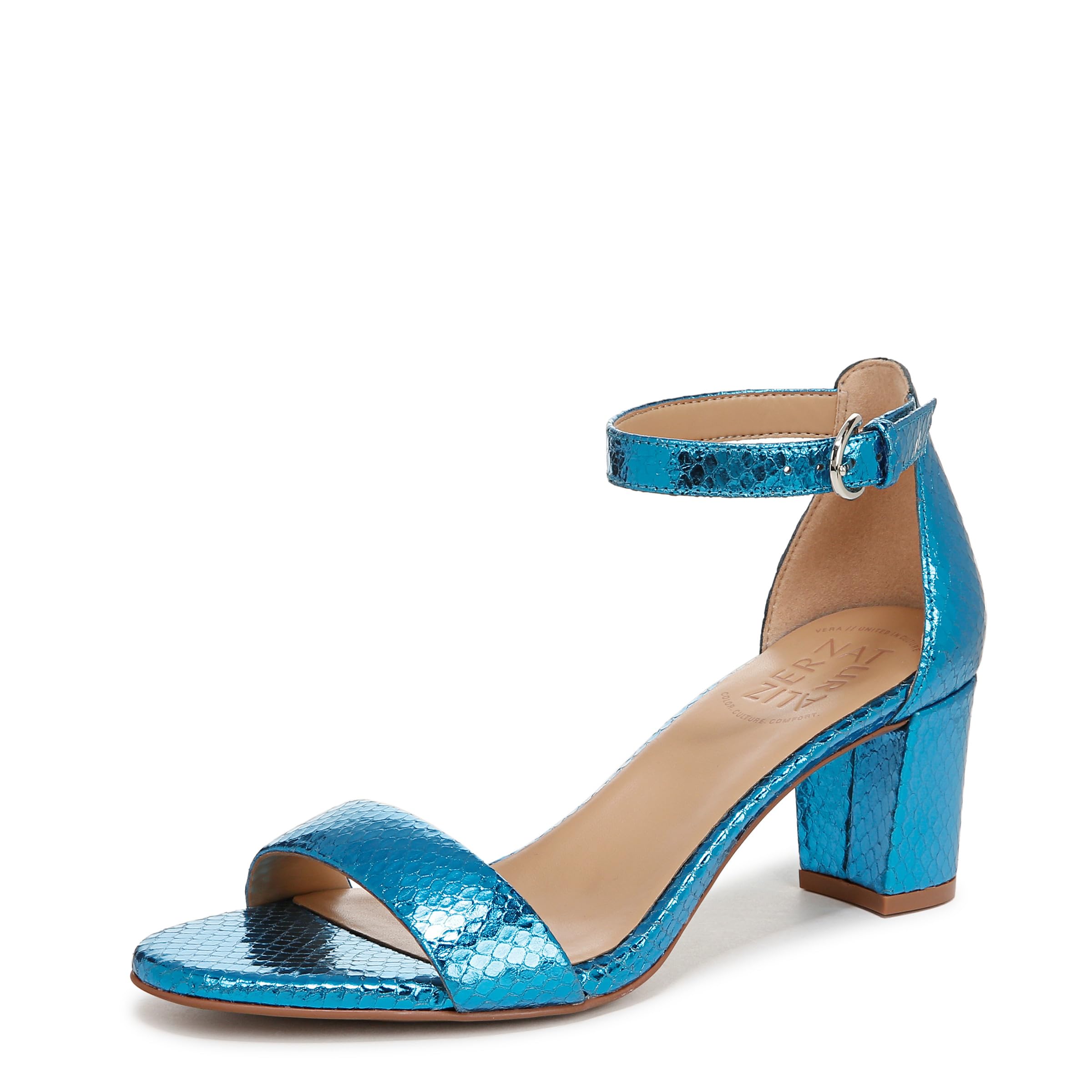 Naturalizer Women’s Vera Sandal Light Blue Metallic Snake 5 M