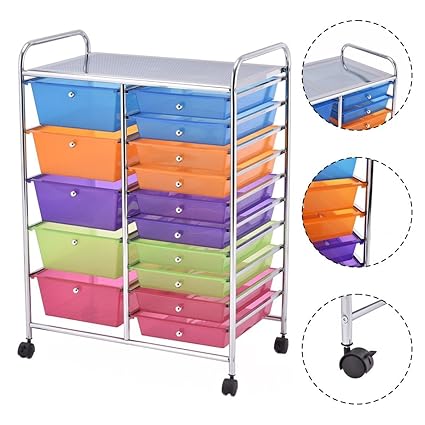 Amazon Com Magic Tech 15 Drawer Rolling Storage Cart Tools