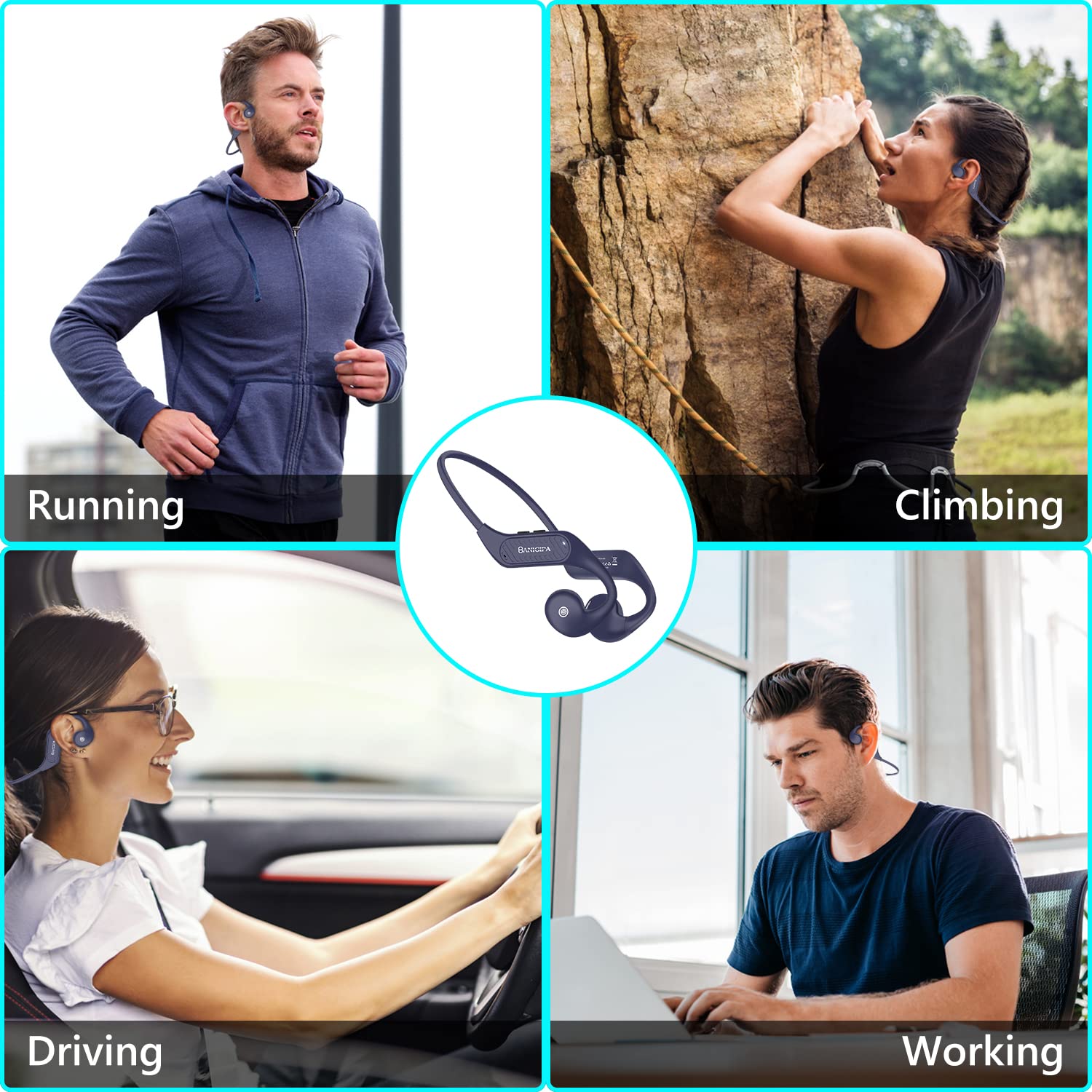 BANIGIPA Open Ear Headphones Wireless Bluetooth, Upgraded 5.3 Bluetooth Headphones with Microphone for Cell Phones, Waterproof Wireless Headset for Running, Cycling, Hiking, Driving,10 Hrs Playtime