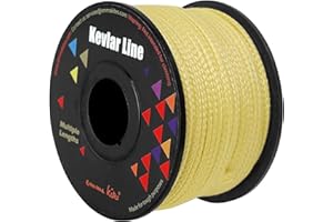 emma kites 100% Kevlar Braided String Utility Cord 100Ft 100Lb Abrasion Flame Resistant, Tactical Survival Fishing Assist Cord Model Rocket Paracord Trip Line Camping Cordage