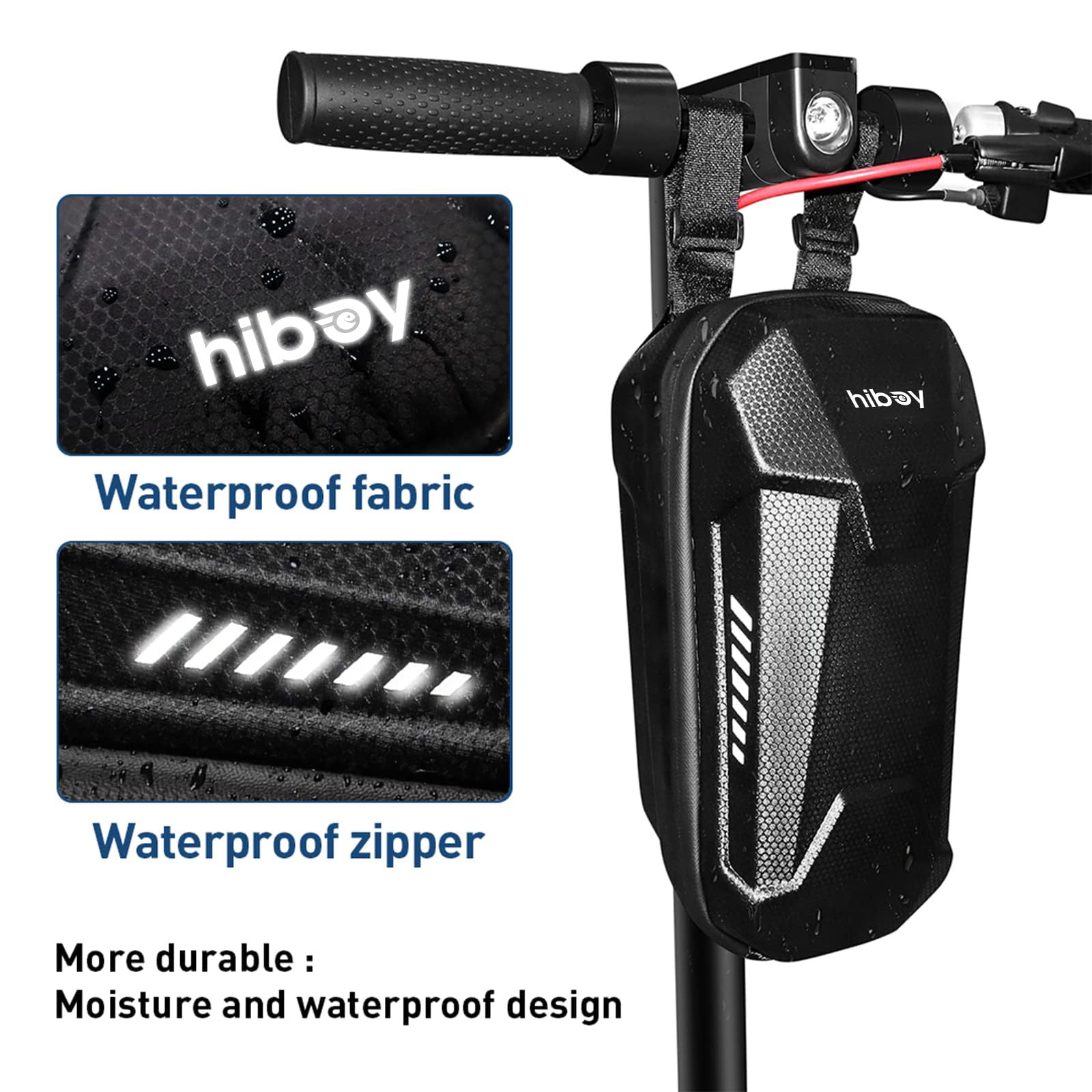 Hiboy Scooter Storage Bag, 3L/4L Large Capacity Scooter Handlebar Bag, Front Hanging Bag for Electric Scooter/Electric Bike, for Carrying Chargers, Phone, Keys with Waterproof Hardshell EVA Material