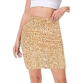 Anna-Kaci Women's Sparkly Sequin Skirt Mid Waist Glitter Party Club Velvet Skirts