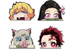 NIUBIPRO 4pcs 5.1" Anime Stickers Pack for Car, Vinyl Bumper Window Demon Slayer Decals Peeking for Trucks Motorcycle Laptop Skateboard Guitar Travel Case Sticker Wall Door Luggage Stickers
