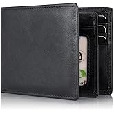 Swallowmall Mens Wallet Rfid Blocking Leather Wallet for Men Bifold Wallets with 1 ID Window 13 Card Holders