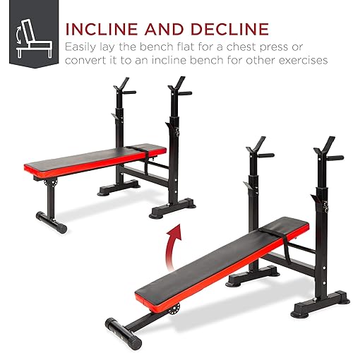 Best Choice Products Adjustable Folding Fitness Barbell Rack