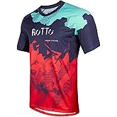 ROTTO Mens MTB Jersey Mountain Bike Cycling Shirt Short Sleeve for MTB BMX Downhill Wicking Quick Dry