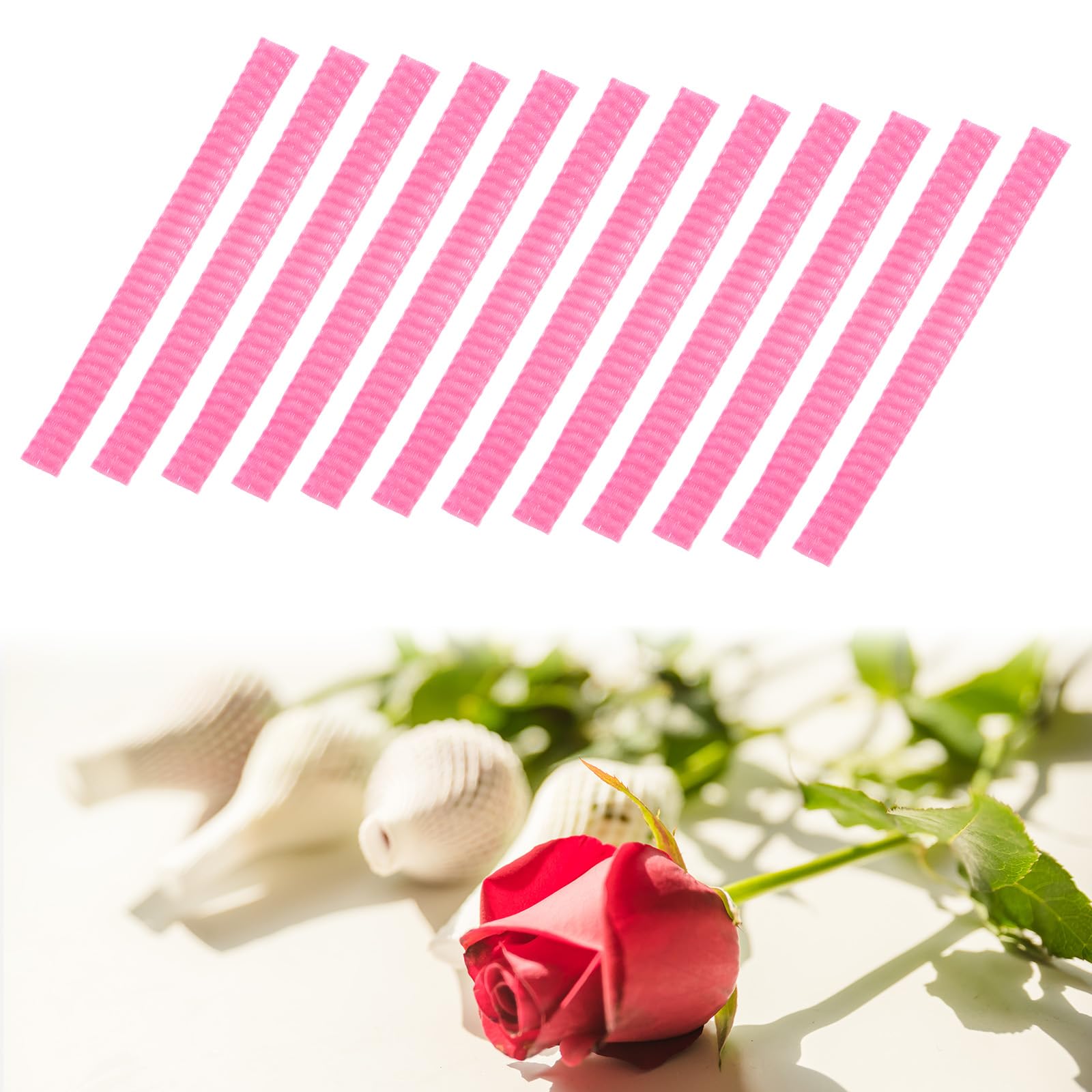 M METERXITY 100 Pack Rose Buds Protection Mesh Covers - Makeup Brush Cover Net, Flower Rose Bud Packing Wrapping Netting, Applying to Florist/Bouquet/Floral Decor (0.4x4.7 Inch, Rose Red)