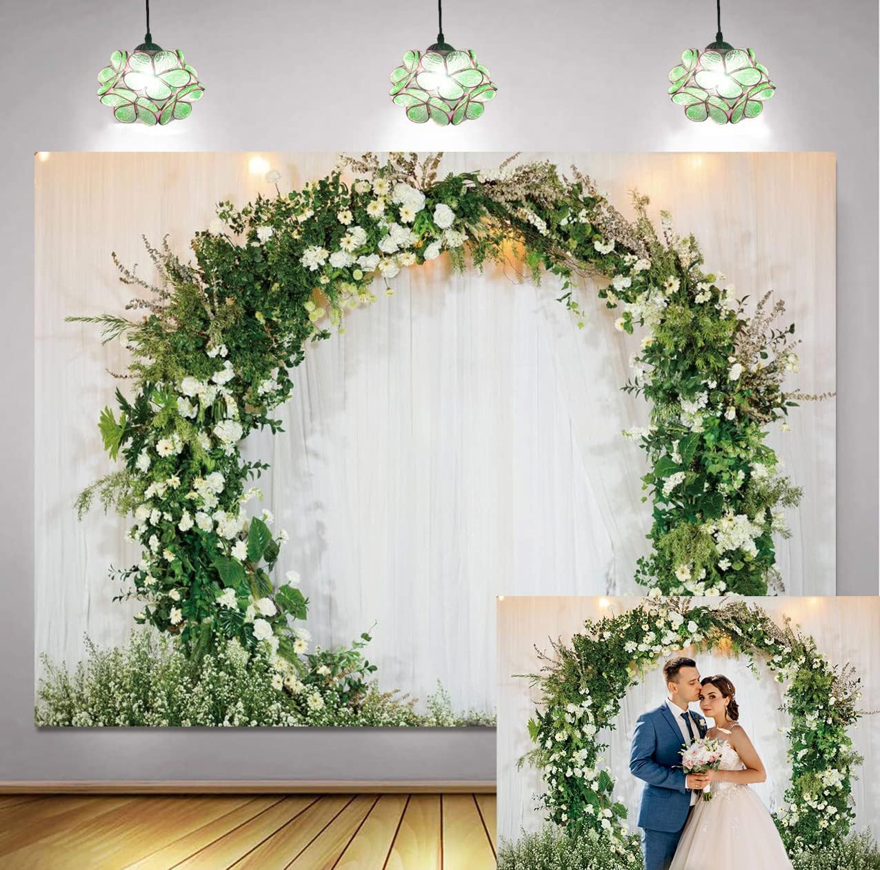 Wedding Backdrop Outdoors Flower Wedding Floral Arch Romantic Decor Photo Background for Party Photo Shoots Adult Lovers Studio Props Photography Backdrops 7x5FT
