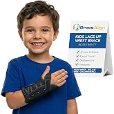 Brace Align Kids Wrist Brace, Pediatric Lace-Up Splint for Strains L3908 | Wrist Stabilizer for De Quervain's, Carpal Tunnel, Sprain Pain Relief &amp; Injury Recovery Support (S: Left Hand)