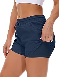 Mancreda Women's Running Shorts with Liner 3 Zipper