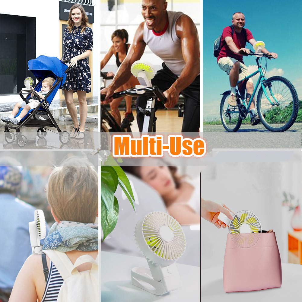 USB Desk Fan, VSTYLE 3 in-1 Foldable USB Clip Fan 360° Rotation 4 Wind Speed Mini Cooling Fan Rechargeable Table Fans for Sport/Travel/Home