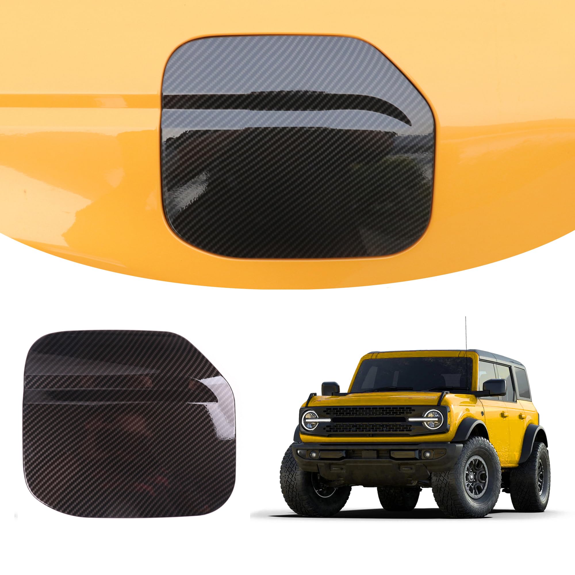 Photo 1 of RERPRO Fuel Tank Door Cover Gas Cap Trim Compatible with 2021 2022 2023 2024 2025 Ford Bronco 2/4 Door Exterior Accessories Oil Filler Cap Decal Sticker Decoration Decor 1 Pack Carbon Black