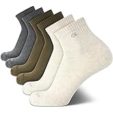 Calvin Klein Mens Quarter Socks - 6 Pack Cushioned Mini Crew Athletic Socks for Men, Ideal for Running, Sport, and Hiking