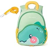 mommore Toddler Backpack for Boys 2-4 Cute 3D Kids Backpack Dinosaur Small Pre-K Backpacks Water-Resistant for Preschool Kindergarten with Toddler Leash, Chest Buckle