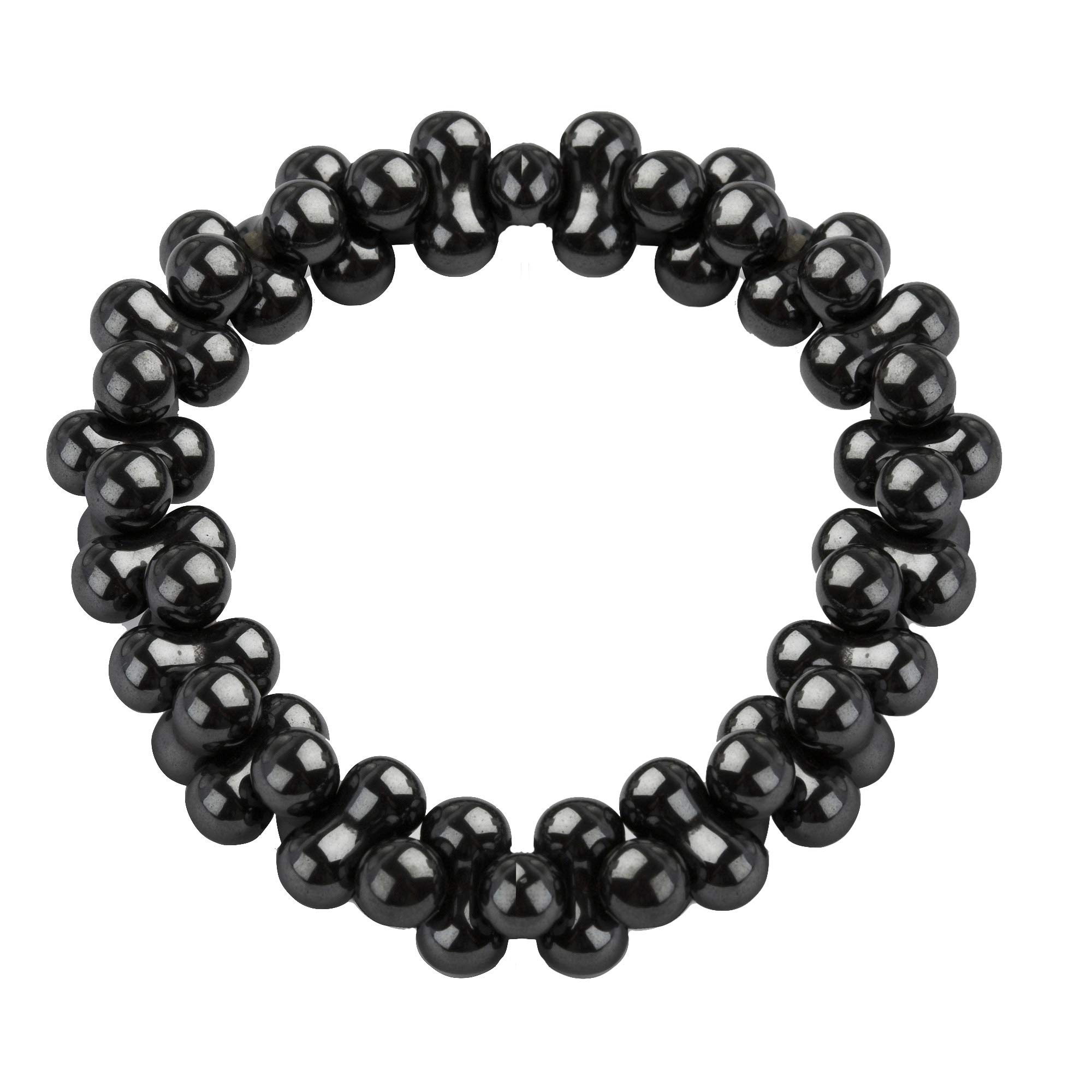 Franki Baker Black Natural Hematite Stone Bead Expanding Bracelet