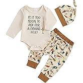 Amnnchya Newborn Baby Boy Clothes Fishing Short Sleeve Romper Shirt Tops Pants Summer Spring Outfits Cute Hat Set
