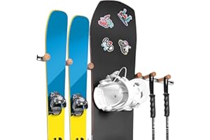 Fuloon Ski and Snowboard Wall Mount, Adjustable Storage Rack for Ski Snowboard Skateboard, Space-Saving Tool Organizer, Easy DIY Installation for Garage and Home Display (31.5inch)