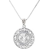 Jewelry Trends Sterling Silver Celtic Border Triskelion Knot Pendant on 18 Inch Necklace