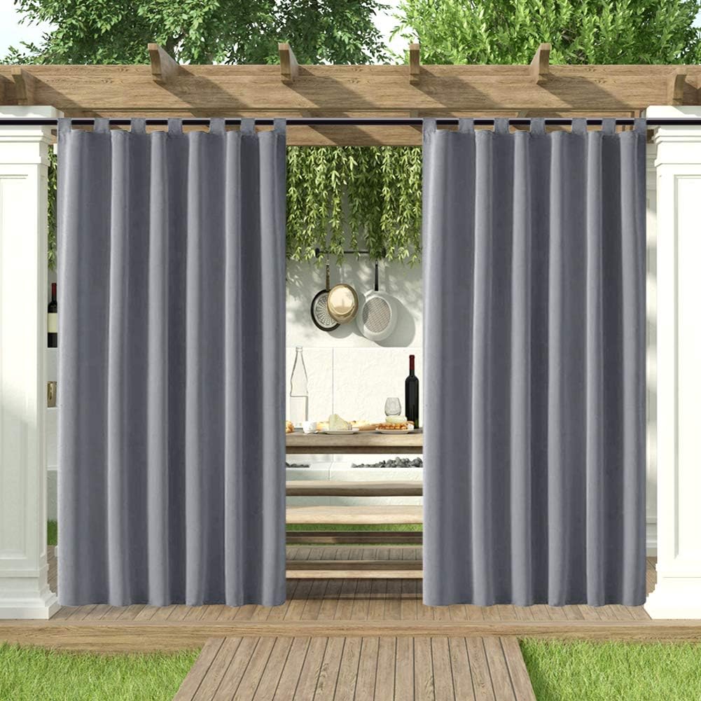 HGmart Outdoor Patio Curtains Waterproof Windproof, Tab Top