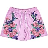 BOOMLEMON Mens Mesh Graphic Print Shorts Casual Fashion Cool Shorts Retro Active Gym Streetwear Short Pants