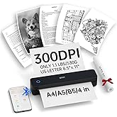 iDPRT Portable Thermal Printer, 300DPI Inkless-Bluetooth Small Mobile Printers Wireless for Travel, Office, Vehicles, Home Use, Supports 8.5" x 11" US Letter, A4 A5, Compatible with iOS, Android, PC