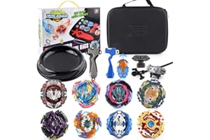 EUPLY Bey Burst Gyro Blade Set - 8 Spinning Tops, 2 Launchers, Metal Fusion Combat Game in Portable Storage Box for Kids, Children, Boys Ages 6+ - Battling Top Fun (8)
