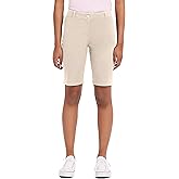 IZOD Juniors Uniform Bermuda Shorts, Skinny Style with Hook & Eye Closure, Stretch Twill Fabric