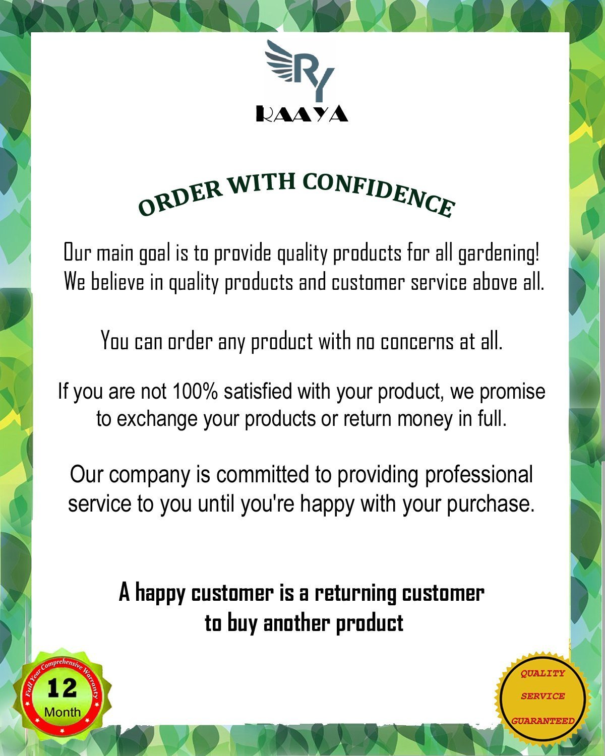 RAAYA GARDEN HOSE NOZZLE sprayer Swivel wand - Heavy Duty 9 Adjustable Pattern Pistol Grip Back & Front Trigger, Flow Control, Ergonomic, Watering & Cleaning: Car, Lawn, Pets – Maximum Satisfaction