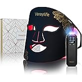 Veraylife Red Light Therapy for Face, LED Facial Mask, Skin Care Light with Near Infrared 850nm & Adjustable Blue Light, Portable Home Device with 7 Colors & 8 Modes, 432 Beads Pro LEDs (Black-F)