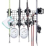 Mythinglogic Ski Wall Mount Rack,10 Pairs Ski Storage Rack for Garage,Ski and Snowboard Holders for Garage Wall