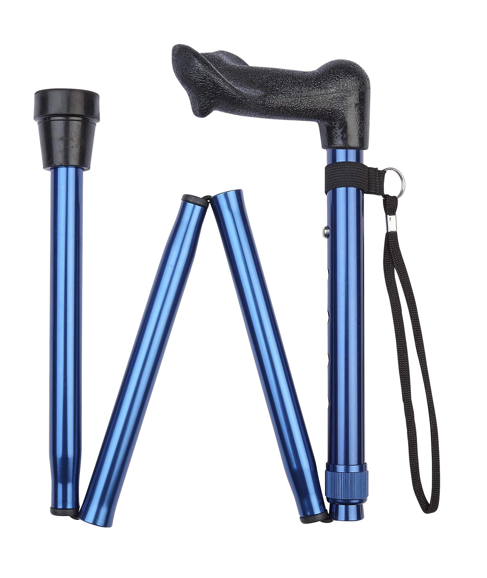Charles Buyers Height Adjustable Folding Walking Stick - Wrist Cord & Ferrule Included (Right Hand)