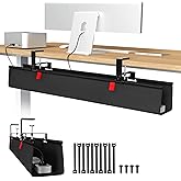 Univivi No Drill Cable Management Tray Under Desk,36" Cord Organizer,Clamp-on/Screw Mount Desk Cable Management,Hidden Storag